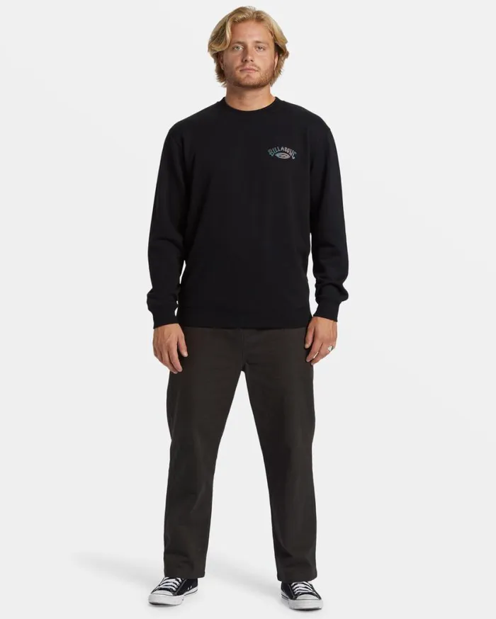 Billabong Short Sands Crewneck Sweatshirt Black Mens Hoodies and Fleece