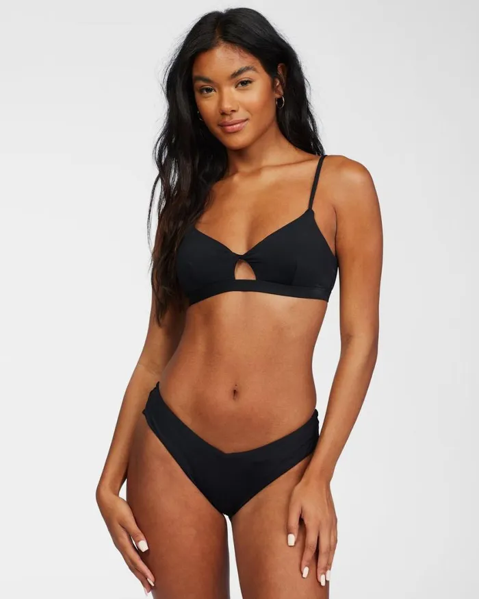 Billabong Sol Searcher Twist Bikini Top Black Pebble Womens Bikini Tops