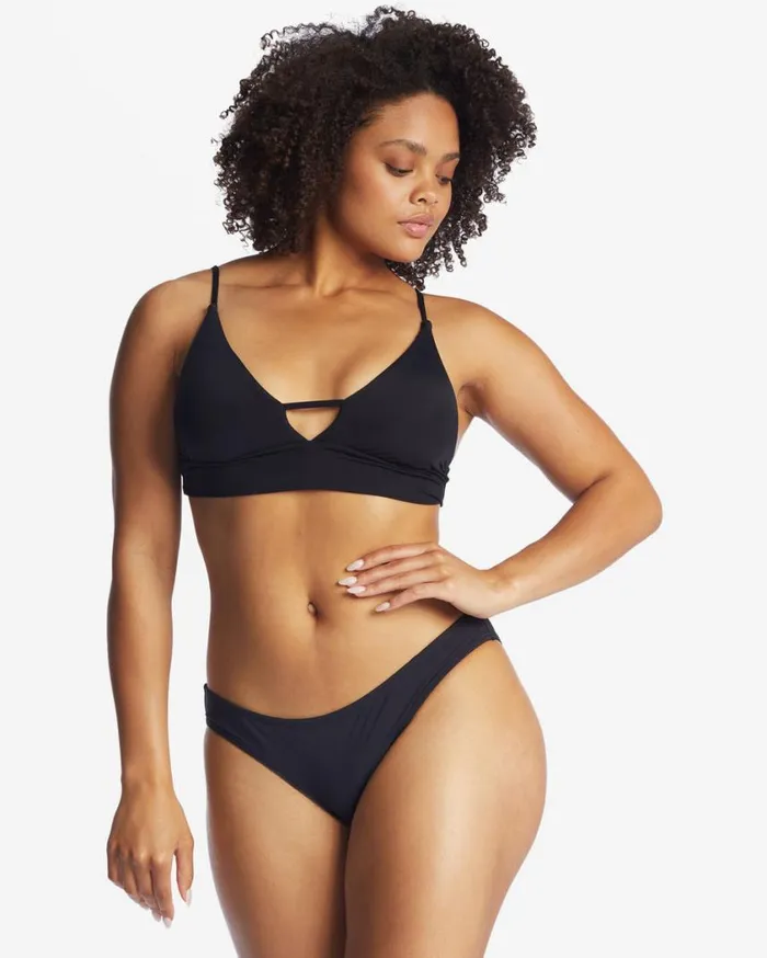 Billabong Sol Searcher VNeck Cami Bikini Top Black Pebble Womens Bikini Tops