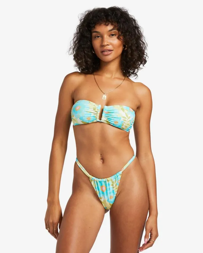 Billabong Summer Sky Ruched Hike Skimpy Bikini Bottoms Multi Womens Bikini Bottoms