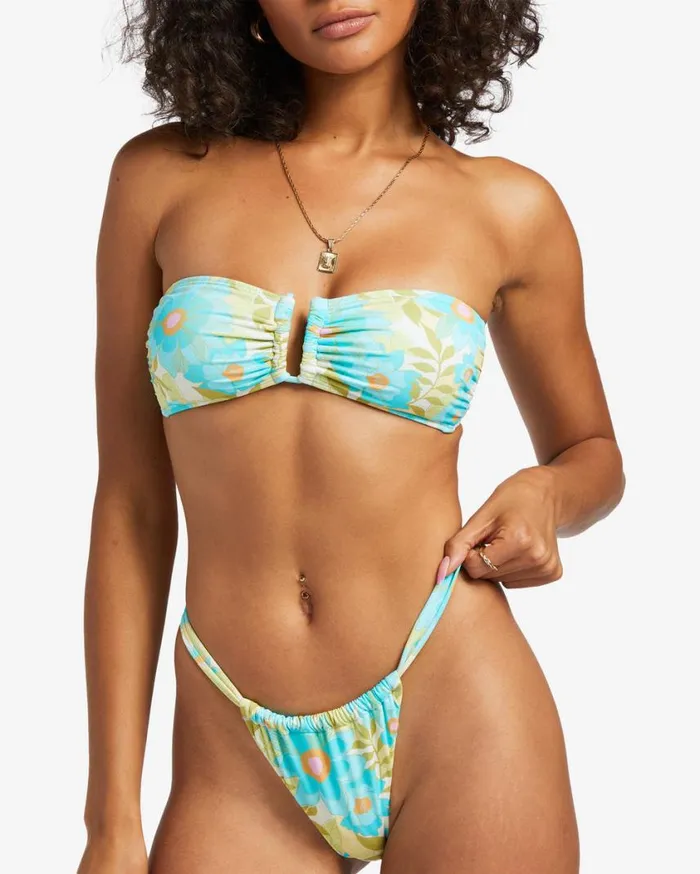 Billabong Summer Sky Ruched Hike Skimpy Bikini Bottoms Multi Womens Bikini Bottoms