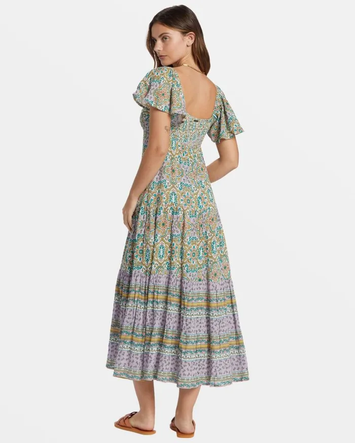 Billabong Summerside Tiered Midi Dress Salt Crystal Womens Dresses Billabong Summerside Tiered Midi Dress Salt Crystal Womens Dresses