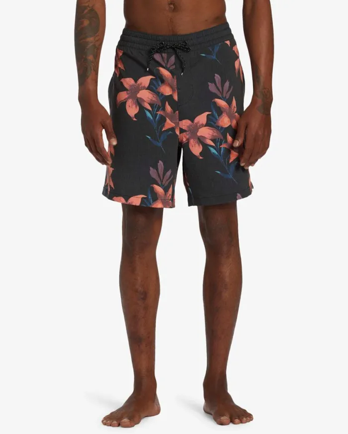 Billabong Sundays Layback 17034 Elastic Waist Shorts Black Mens Layback Boardshorts Billabong Sundays Layback 17034 Elastic Waist Shorts Black Mens Layback Boardshorts