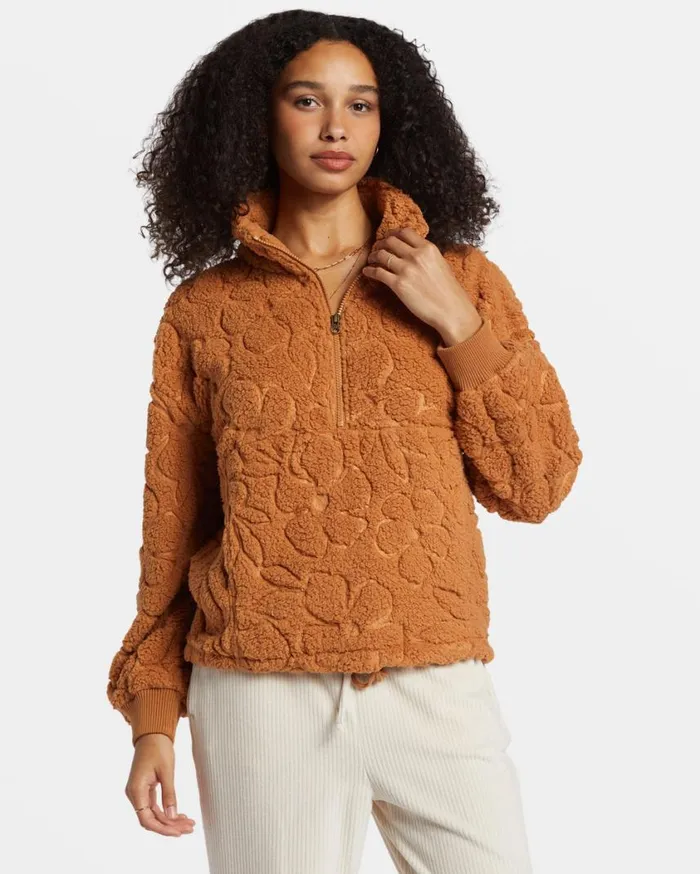 Billabong Time Off HalfZip Fleece Pullover Sandalwood Womens Sweatshirts and Fleece