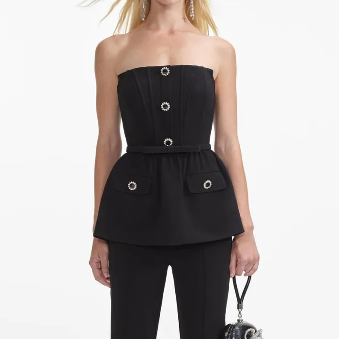 Black Stretch Crepe Jumpsuit Women Self Portrait Dresses