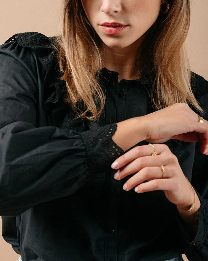 BLOUSE NOIR MAXIME Shop Grace and Mila Ruffled Blouses