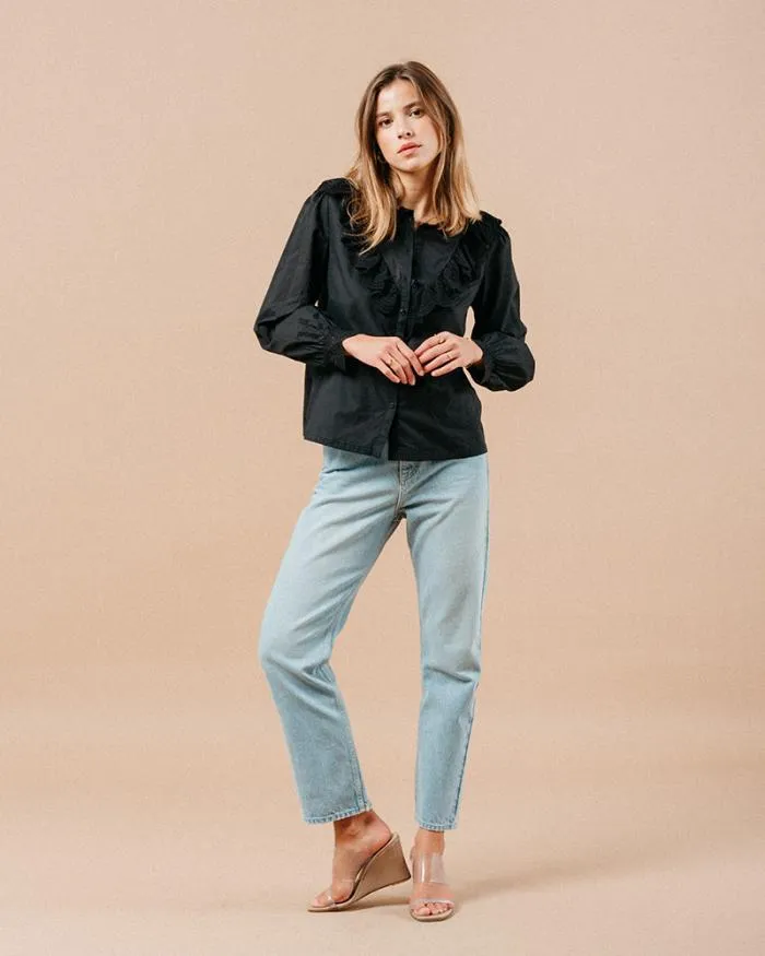 BLOUSE NOIR MAXIME Shop Grace and Mila Ruffled Blouses