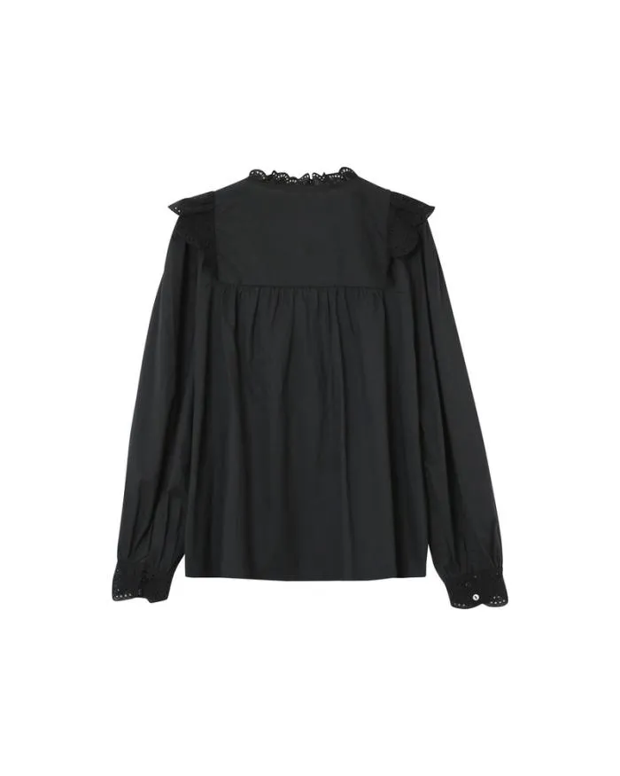 BLOUSE NOIR MAXIME Shop Grace and Mila Ruffled Blouses