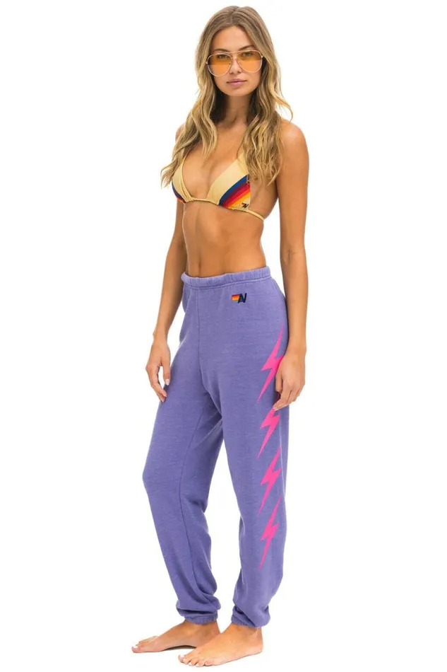 Bolt 4 Sweatpants 8211 Lavender Neon Pink Women Aviator Nation Sweatpants