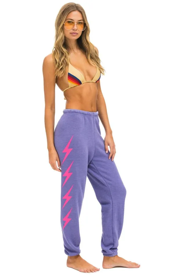 Bolt 4 Sweatpants 8211 Lavender Neon Pink Women Aviator Nation Sweatpants
