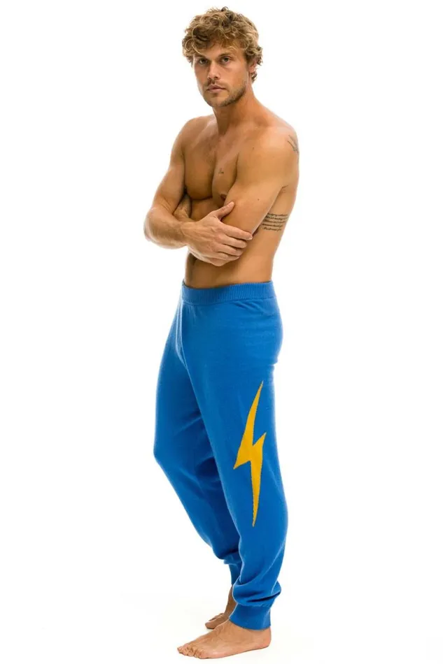 Bolt Cashmere Light Sweater Pant Vintage Blue Gold Bolt Men Aviator Nation Sweatpants