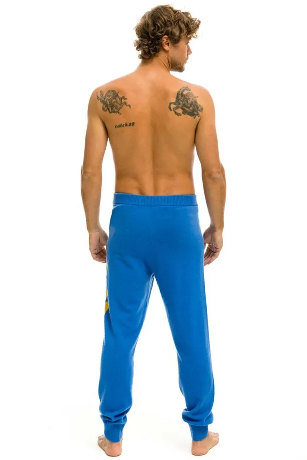 Bolt Cashmere Light Sweater Pant Vintage Blue Gold Bolt Men Aviator Nation Sweatpants