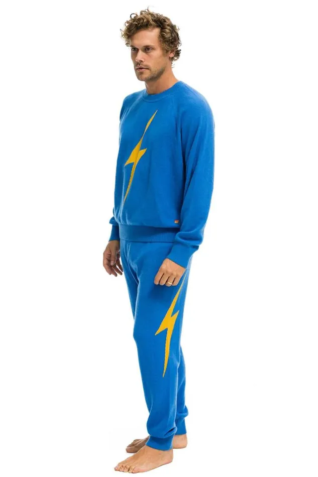 Bolt Cashmere Light Sweater Pant Vintage Blue Gold Bolt Men Aviator Nation Sweatpants