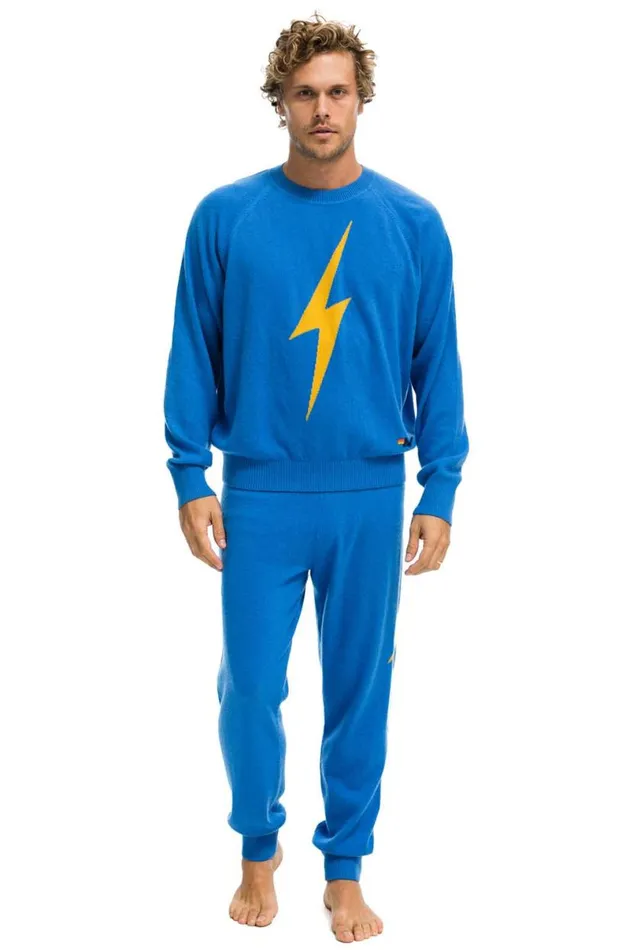 Bolt Cashmere Light Sweater Pant Vintage Blue Gold Bolt Men Aviator Nation Sweatpants
