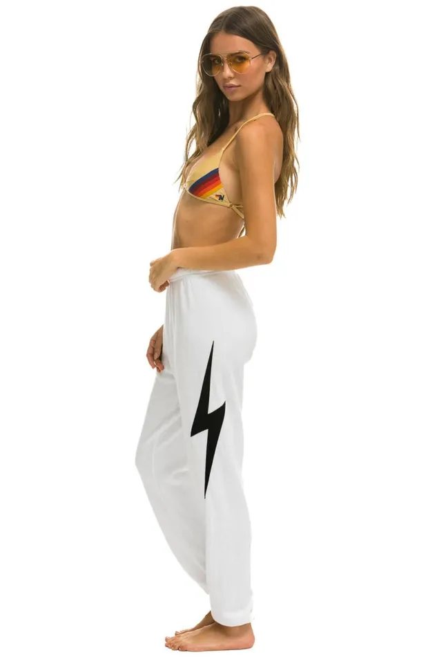 Bolt Stitch Sweatpants 8211 White Black Women Aviator Nation Sweatpants