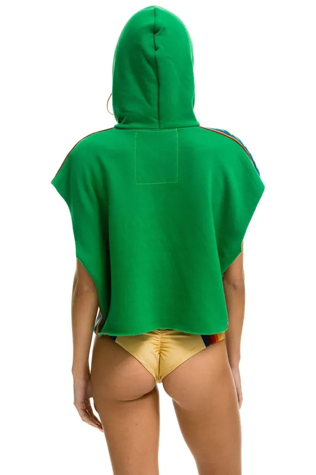 Bolt Stripe Sleeveless Relaxed Cropped Pullover Hoodie 8211 Kelly Green Women Aviator Nation Hoodies
