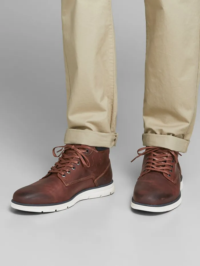 Boots JACK and JONES Mens COGNAC LEATHER BOOTS Brown Brandy Brown Cheap On Sale Boots JACK and JONES Mens COGNAC LEATHER BOOTS Brown Brandy Brown Cheap On Sale