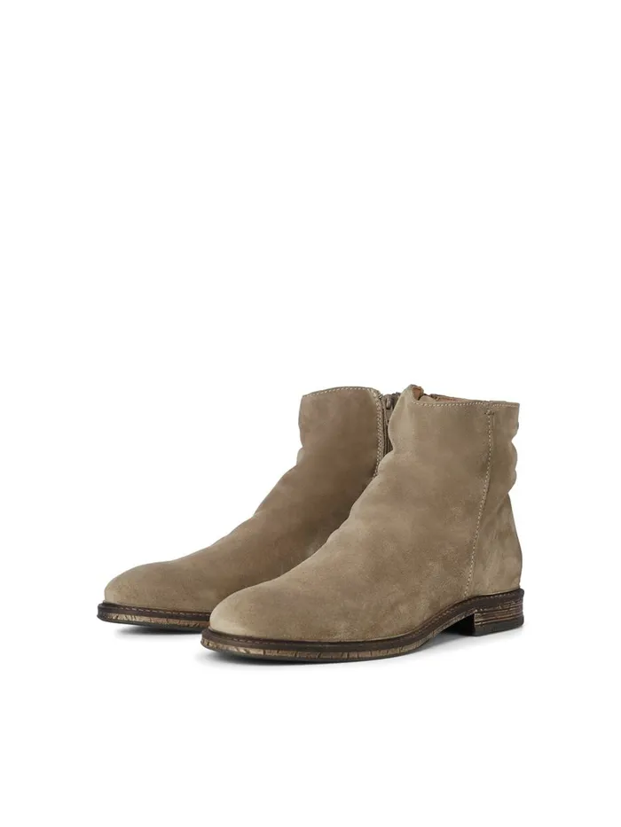 Boots JACK and JONES Mens SUEDE ZIP BOOTS Beige Greige Near Me