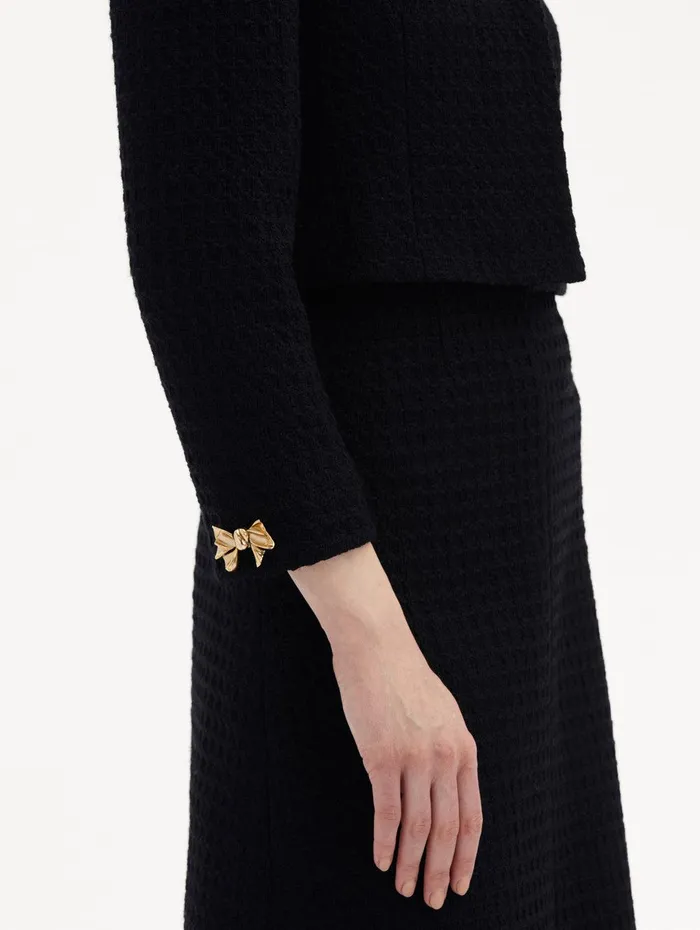Bow Button Tweed Jacket Black Women Oscar De La Renta Jackets and Coats Bow Button Tweed Jacket Black Women Oscar De La Renta Jackets and Coats