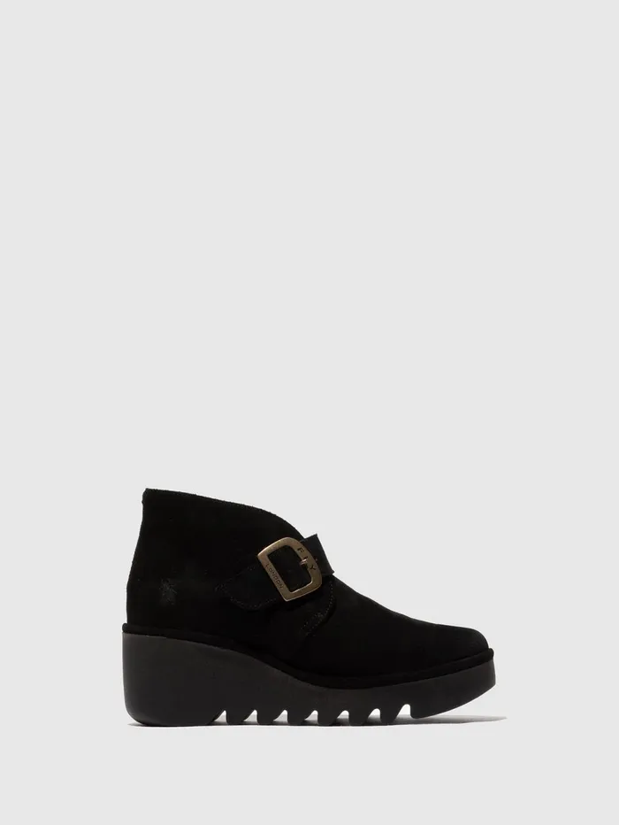 Buckle Ankle Boots BIRT397FLY OIL SUEDE BLACK Women Fly London Ankle Boots