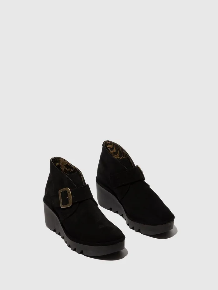 Buckle Ankle Boots BIRT397FLY OIL SUEDE BLACK Women Fly London Ankle Boots