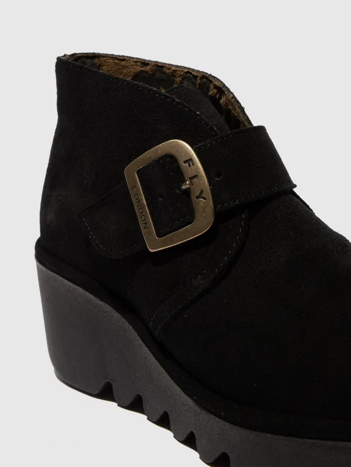 Buckle Ankle Boots BIRT397FLY OIL SUEDE BLACK Women Fly London Ankle Boots