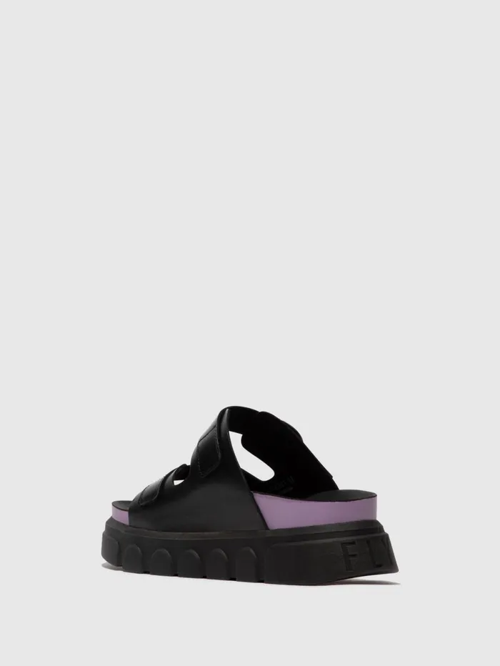 Buckle Mules CIDE946FLY BLACK VIOLET Women Fly London Mules