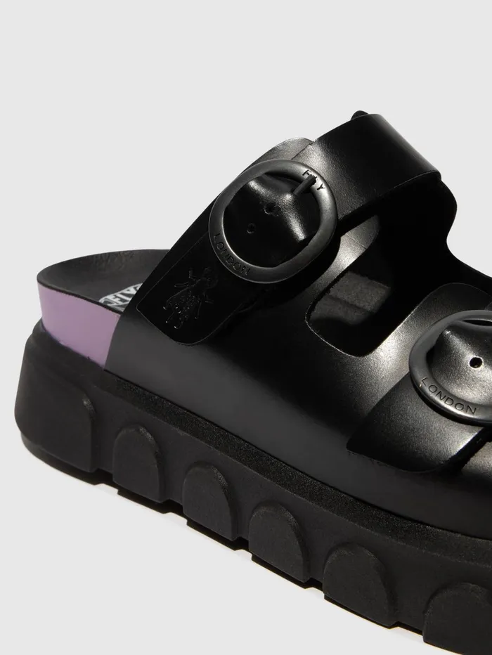 Buckle Mules CIDE946FLY BLACK VIOLET Women Fly London Mules