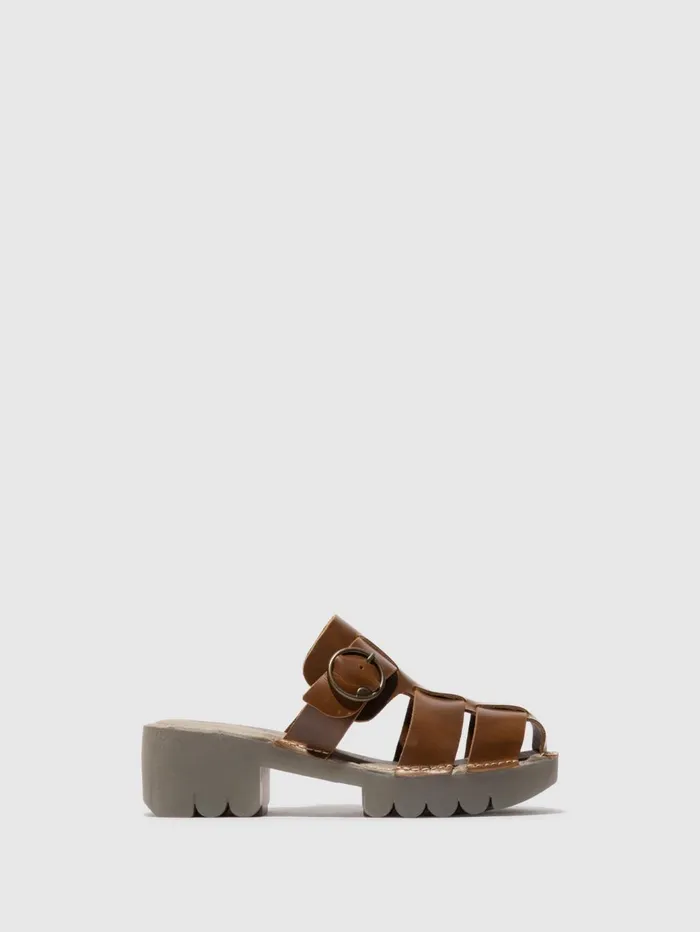 Buckle Mules ENVY521FLY CAMEL Women Fly London Mules