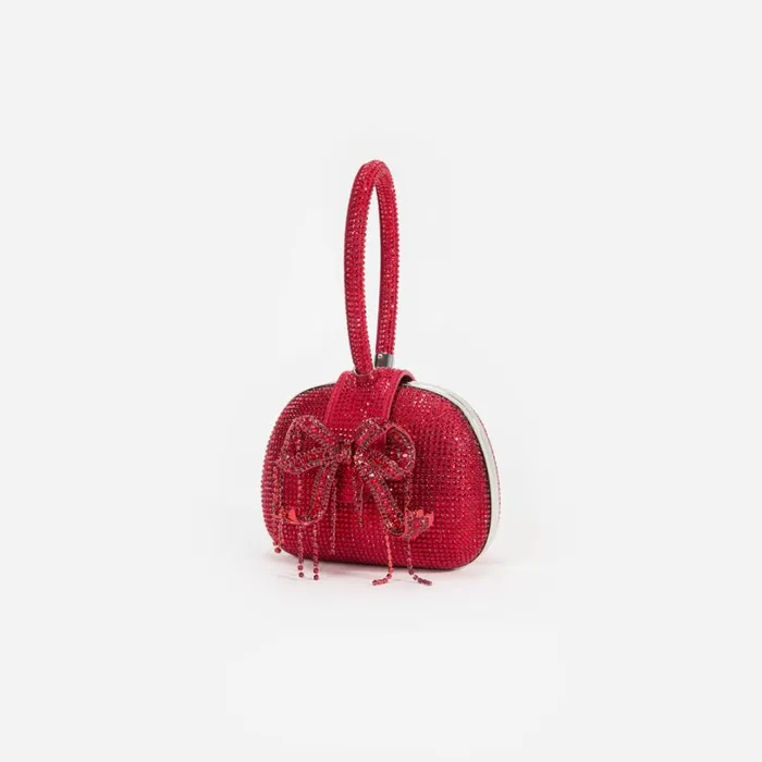 Burgundy Rhinestone Top Handle Clutch Bag Women Self Portrait Clutch Bags Burgundy Rhinestone Top Handle Clutch Bag Women Self Portrait Clutch Bags