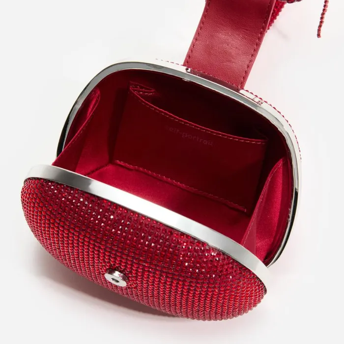 Burgundy Rhinestone Top Handle Clutch Bag Women Self Portrait Clutch Bags Burgundy Rhinestone Top Handle Clutch Bag Women Self Portrait Clutch Bags