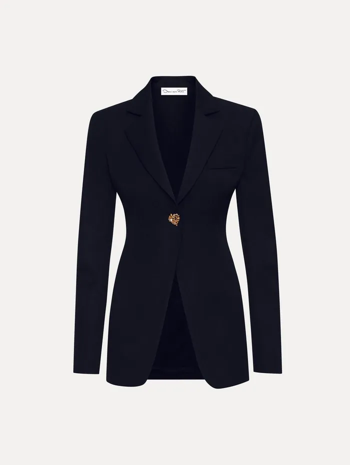 Button Detail SingleBreasted Blazer Black Women Oscar De La Renta Jackets and Coats Button Detail SingleBreasted Blazer Black Women Oscar De La Renta Jackets and Coats