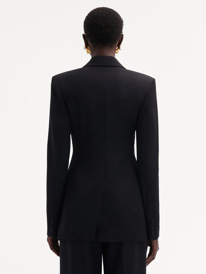 Button Detail SingleBreasted Blazer Black Women Oscar De La Renta Jackets and Coats Button Detail SingleBreasted Blazer Black Women Oscar De La Renta Jackets and Coats