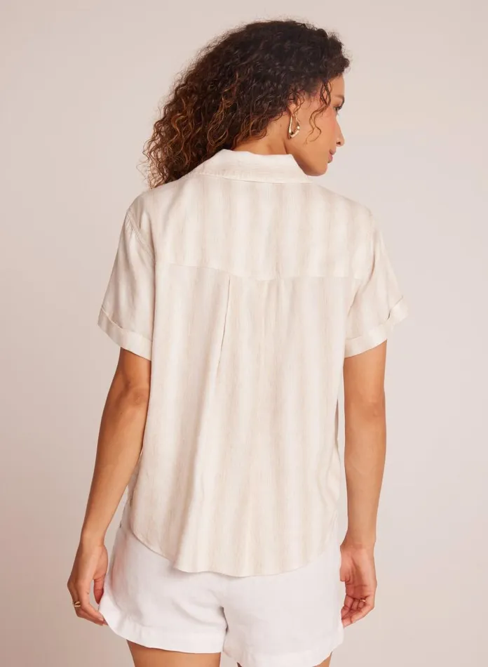 Button Down Women Bella Dahl Cuffed Short Sleeve Shirt 8211 Playa Sand Stripe Button Down Women Bella Dahl Cuffed Short Sleeve Shirt 8211 Playa Sand Stripe