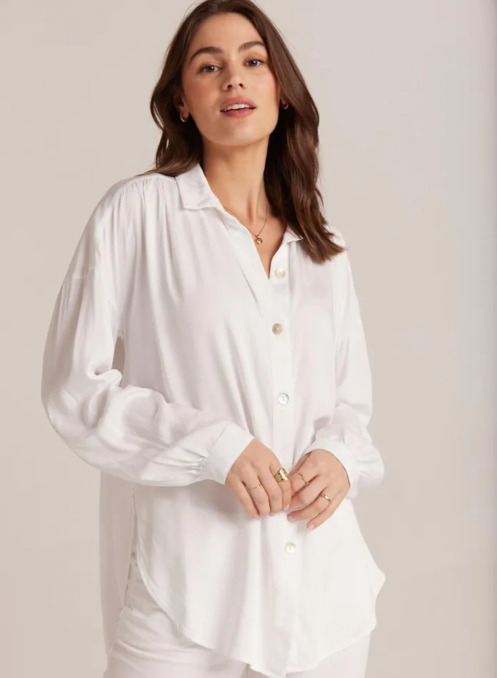 Button Down Women Bella Dahl Flowy Beach Shirt 8211 White