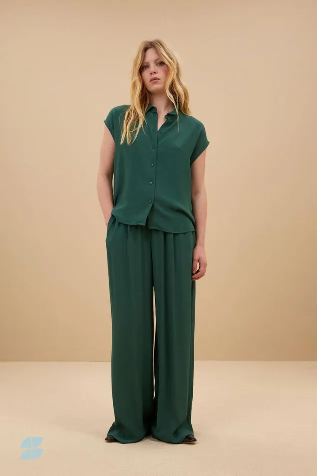 ByBar Blouses Vrouwelijk Kiek Viscose Top Deep Green