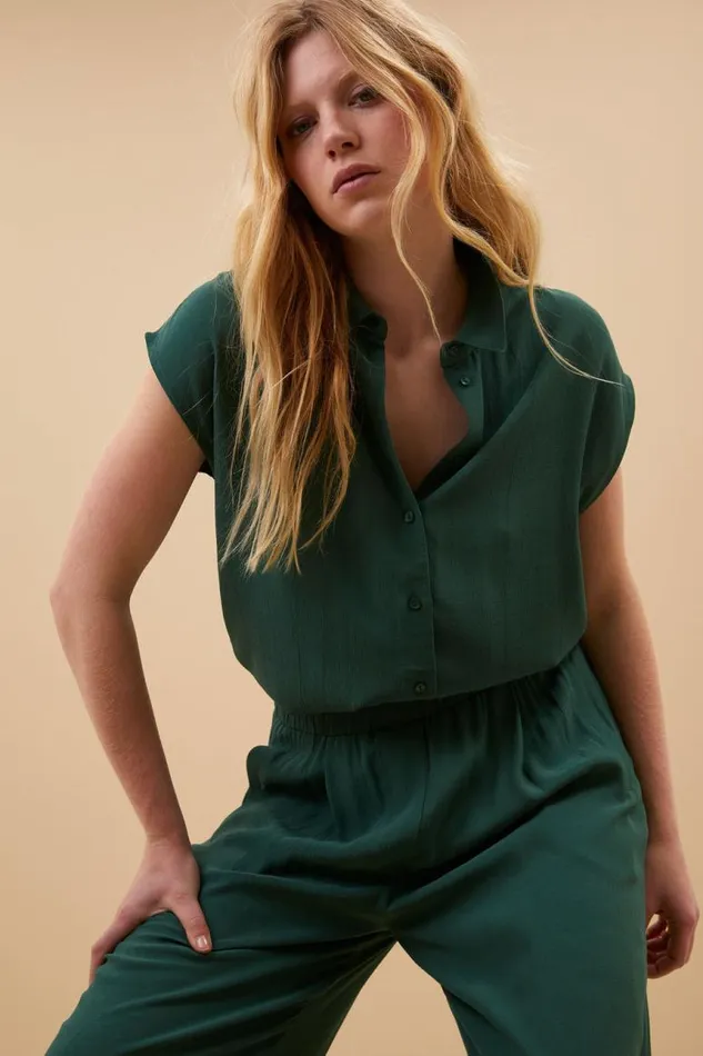 ByBar Blouses Vrouwelijk Kiek Viscose Top Deep Green