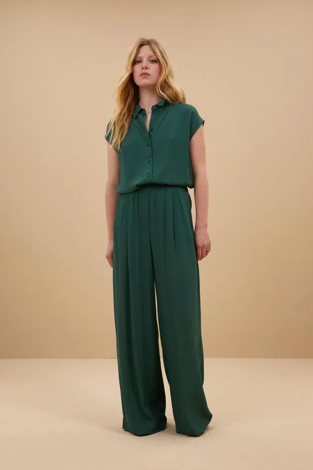 ByBar Blouses Vrouwelijk Kiek Viscose Top Deep Green