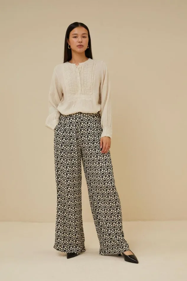 ByBar Blouses Vrouwelijk Lotta Slub Blouse Sand