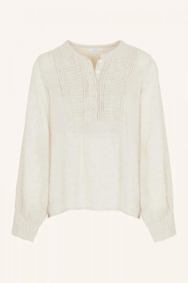 ByBar Blouses Vrouwelijk Lotta Slub Blouse Sand ByBar Blouses Vrouwelijk Lotta Slub Blouse Sand