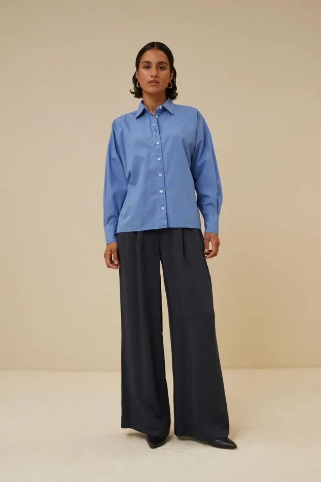 ByBar Broeken Vrouwelijk Benji Satin Stripe Pant Graphite ByBar Broeken Vrouwelijk Benji Satin Stripe Pant Graphite