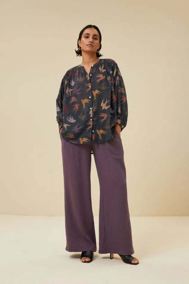 ByBar Broeken Vrouwelijk Loua Doppia Pant Dark Lavender