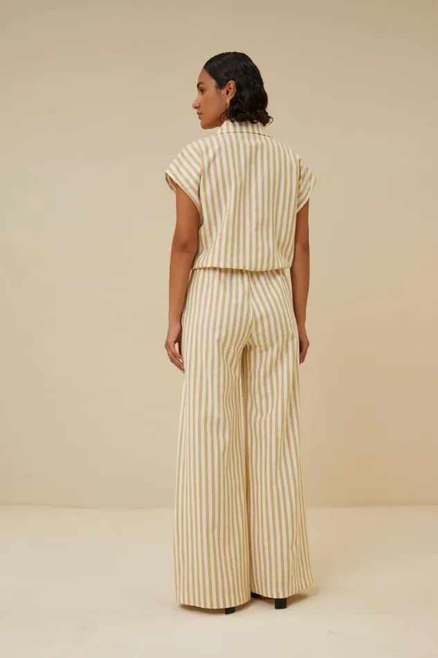 ByBar Broeken Vrouwelijk Randy Linen Stripe Pant Ochre ByBar Broeken Vrouwelijk Randy Linen Stripe Pant Ochre