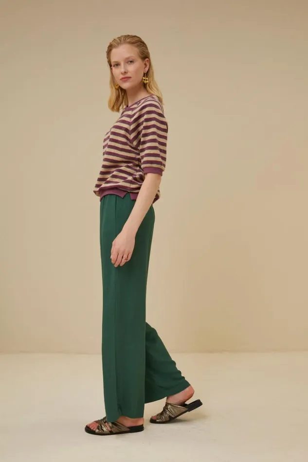 ByBar Broeken Vrouwelijk Robyn Viscose Pant Deep Green