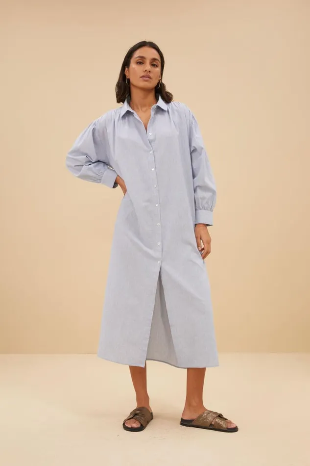 ByBar Jurken Vrouwelijk Pin Stripe Shirt Dress Indi Grey