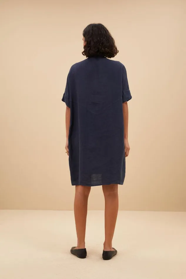 ByBar Jurken Vrouwelijk Tais Linen Dress Midnight ByBar Jurken Vrouwelijk Tais Linen Dress Midnight