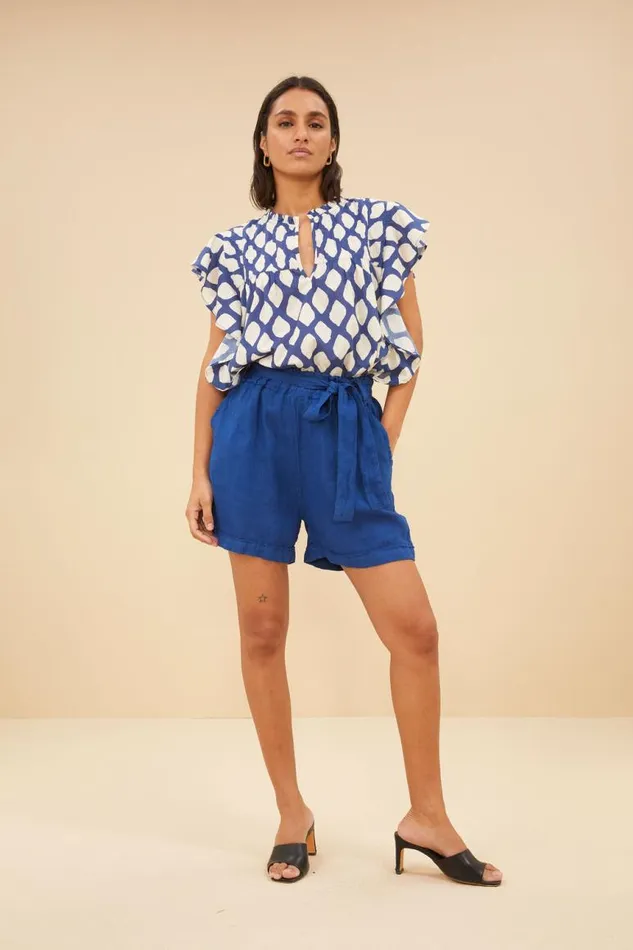 ByBar Shorts Vrouwelijk June Linen Shorts Kingsblue