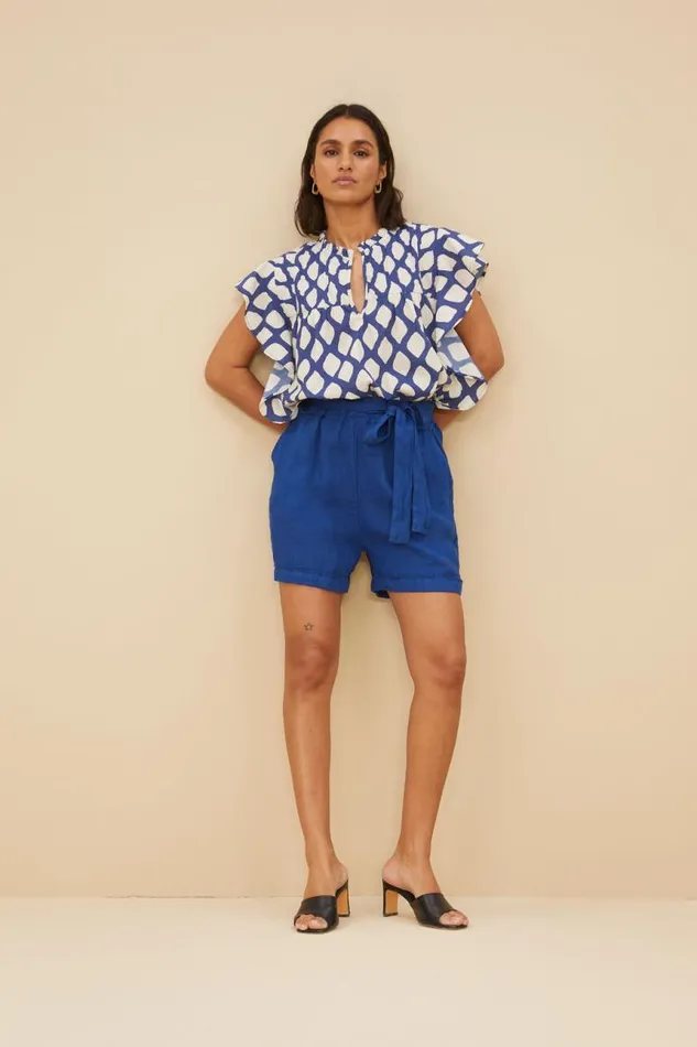 ByBar Shorts Vrouwelijk June Linen Shorts Kingsblue ByBar Shorts Vrouwelijk June Linen Shorts Kingsblue
