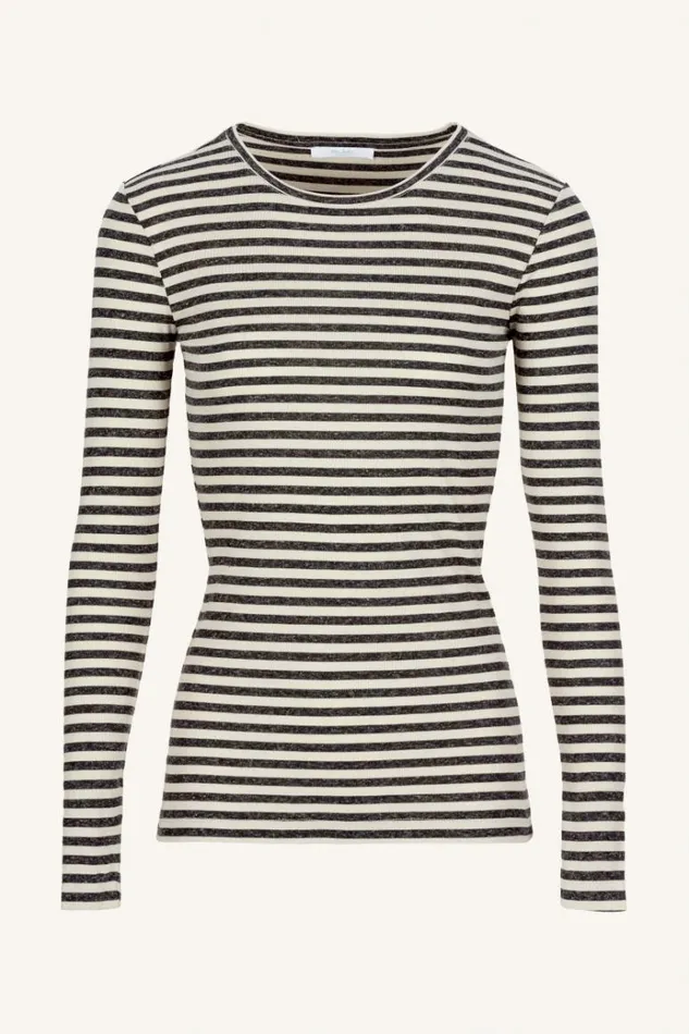 ByBar Tops and Shirts Vrouwelijk Basic Ls Stripe Top Chalk ByBar Tops and Shirts Vrouwelijk Basic Ls Stripe Top Chalk