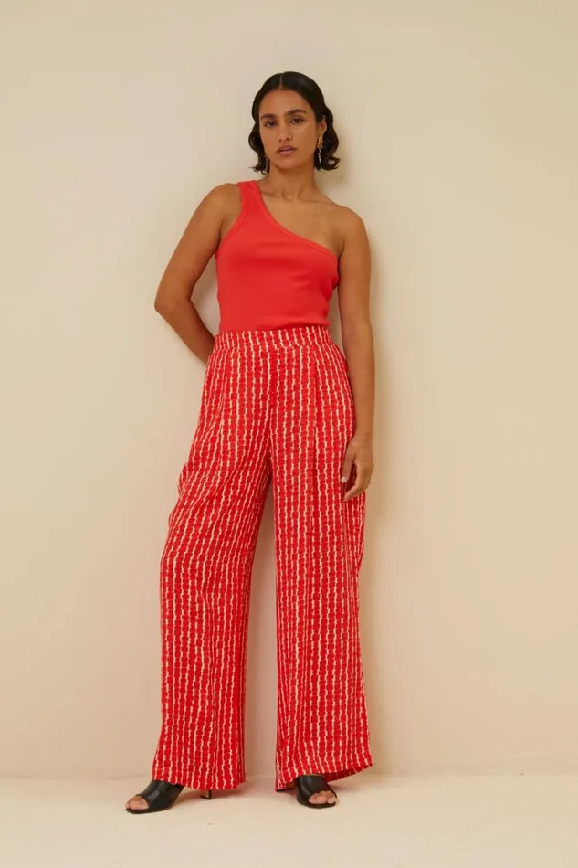 ByBar Tops and Shirts Vrouwelijk Charly One Shoulder Top PoppyRed